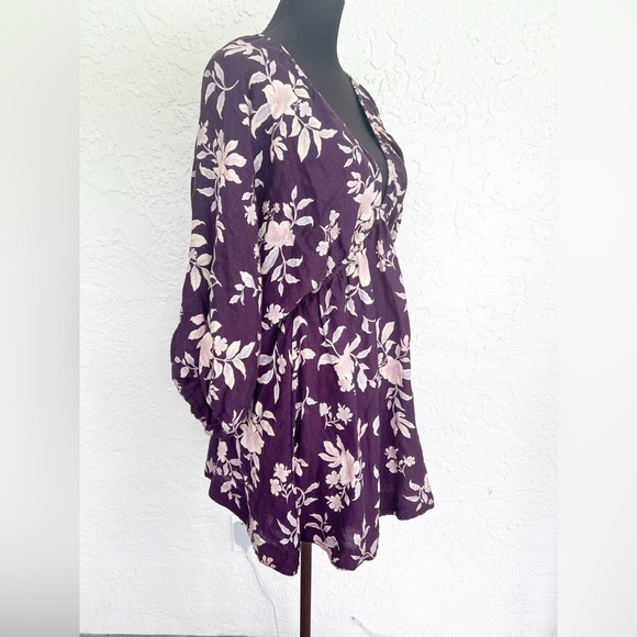 Free People Portia Linen Mini Dress in BlackBerry Womens Size Small NEW - Picture 8 of 11